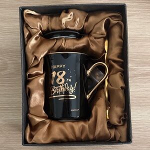Elegant Black and Gold Birthday Mug Gift Set